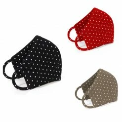 Cheapest 🥰 Set Of 3 Face Masks Polka Dots Black, Beige, Red By Aggi 🛒