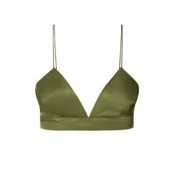 Budget 👍 Asha Satin Olive Branch Bralette Top By Aggi ✨