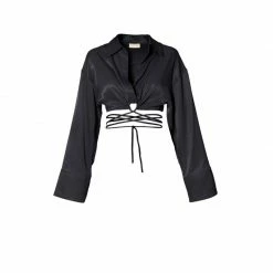 Top 10 🌟 Lauren Glossy Black Blouse By Aggi 👍