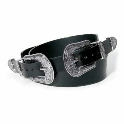 Flash Sale 😉 Black Leather Belt With Two Silver Ornament Buckles By Aggi 🎉