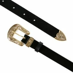 Flash Sale 🤩 Black Leather Belt With One Golden Ornament Buckle By Aggi 🤩 -Cheap Aggi Store vrobchuxyjgifmwhwnll